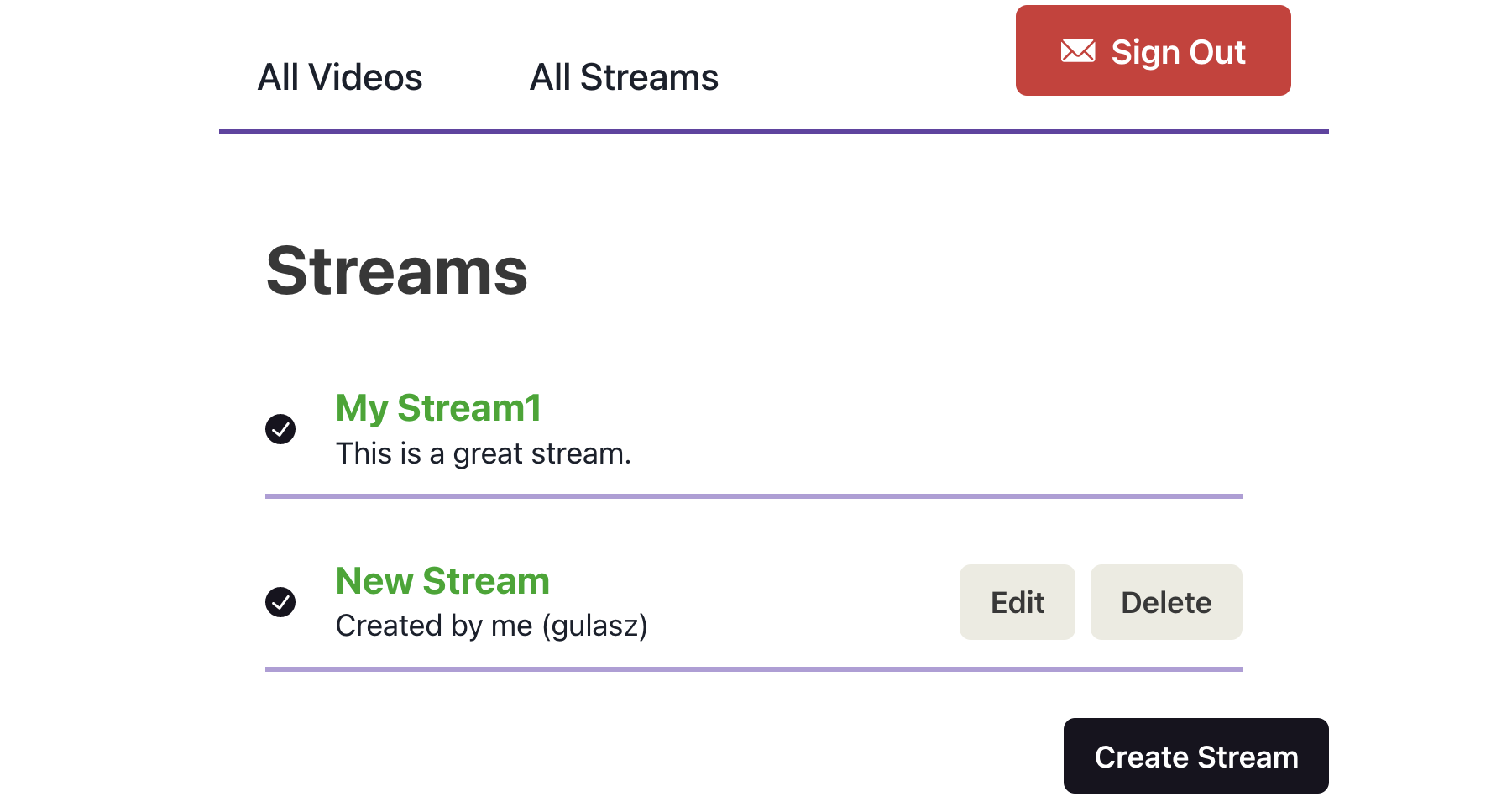 Streams and Videos Project